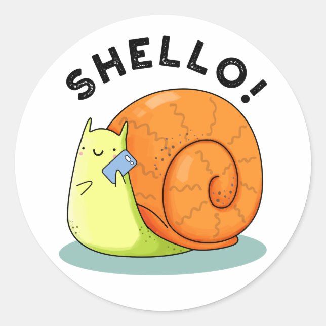Shello Funny Snail Handy Pub Runder Aufkleber (Vorderseite)