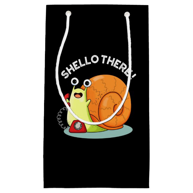 Shello There Funny Snail Hello Pun Dark BG Kleine Geschenktüte (Vorderseite)