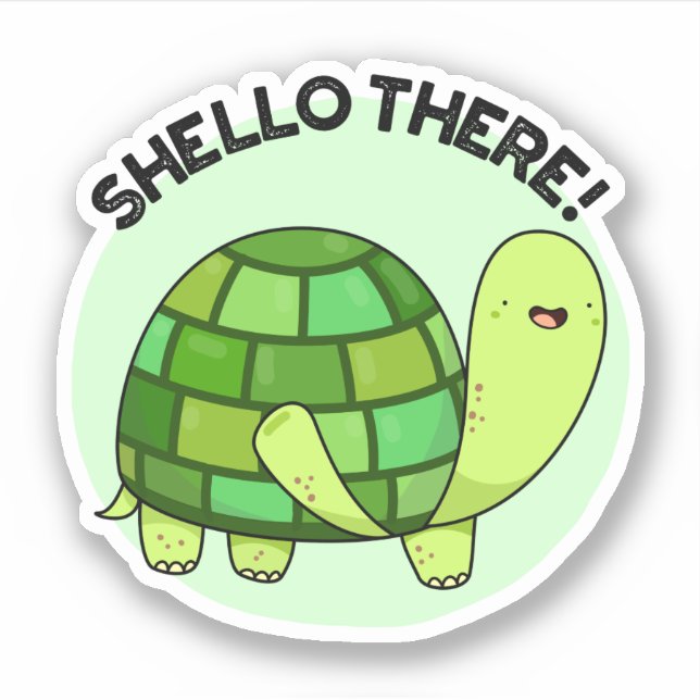 Shello There Funny Tortoise Pun Aufkleber (Vorderseite)