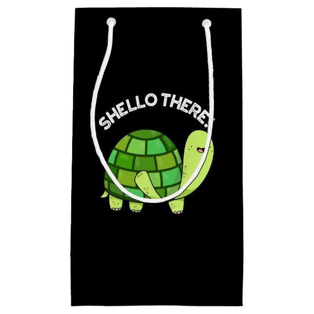 Shello There Funny Tortoise Pun Dark BG Kleine Geschenktüte (Vorderseite)