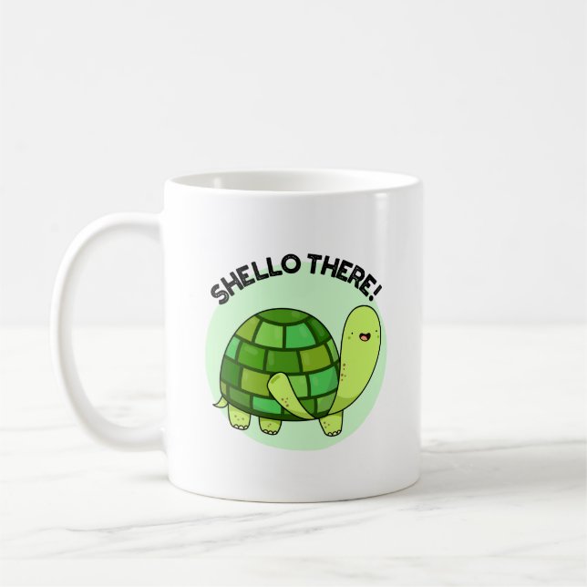 Shello There Funny Tortoise Pun Kaffeetasse (Links)