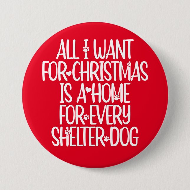 Shelter Hund Weihnachtsknopf Button (Vorderseite)
