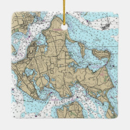 Shelter Island NY Nautic Chart Keramikornament