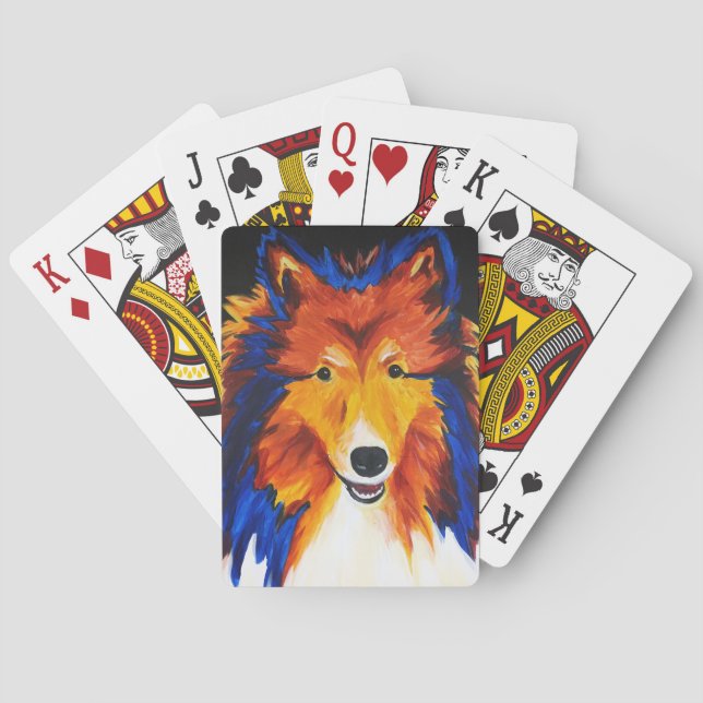 Sheltie abstrakte Malerei-Spielkarten Spielkarten (Rückseite)