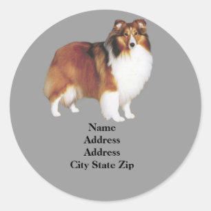 Sheltie Address-Label Runder Aufkleber