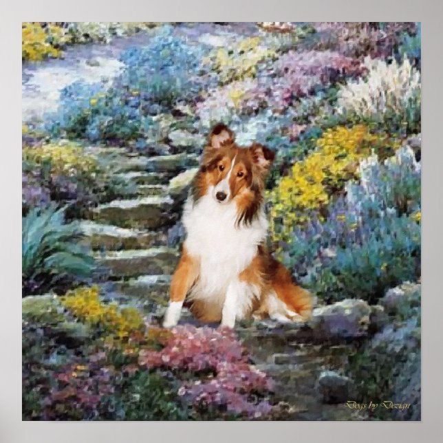 Sheltie Art wo Liebe wächst Poster (Vorne)