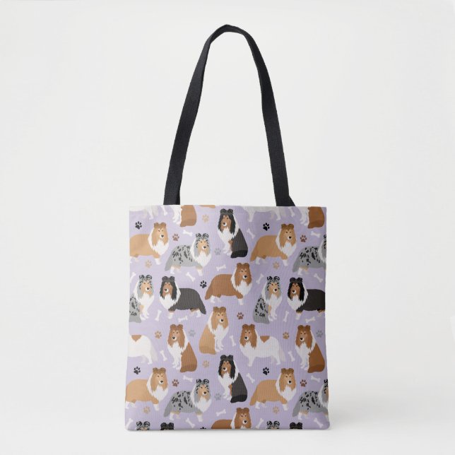 Sheltie Bones and Paws Toag Tasche (Vorderseite)