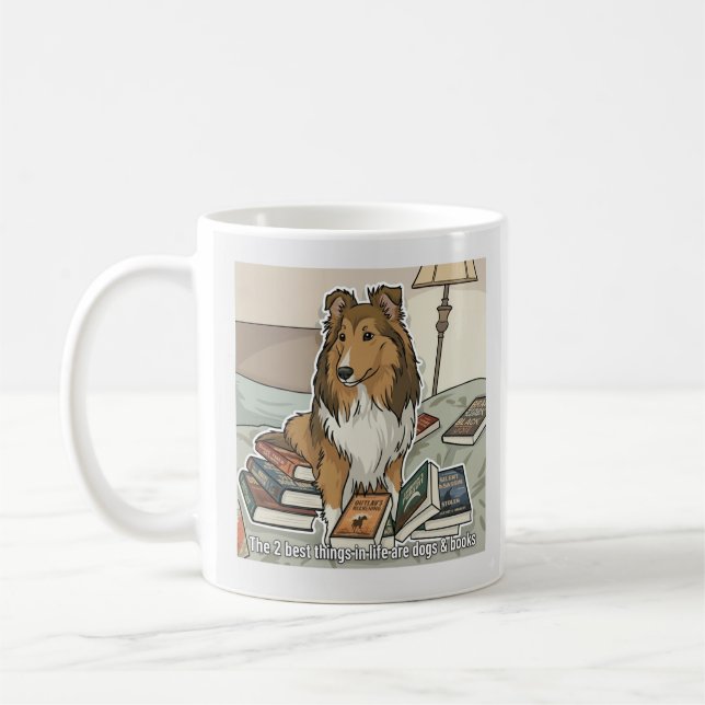 Sheltie & Bücher Kaffeetasse (Links)