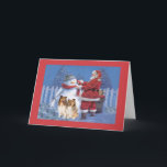 Sheltie Christmas Card Santa und Snowman Feiertagskarte<br><div class="desc">Familie und Freunde während der Ferienzeit zu erinnern ist eine wunderbare Möglichkeit, in Touch mit den Menschen behalten, die Sie Liebe und Pflege. Ich habe diese Hundeausweise mit Liebe und Sorgfalt erstellt, und ich bin sicher, dass jeder, der Hunde Lieben hat, sich freuen wird, sie zu erhalten. Sie haben die...</div>