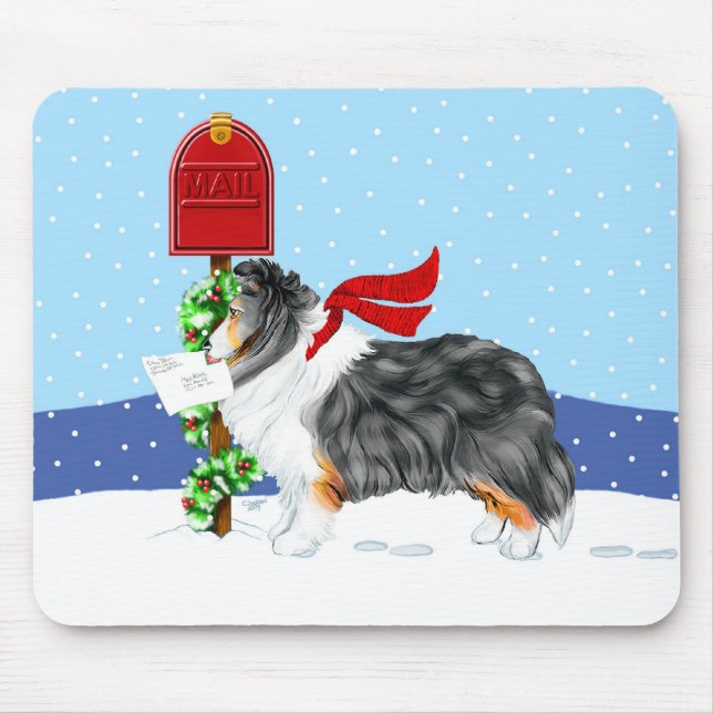 Sheltie Christmas Mail Tri Color Mousepad (Vorne)
