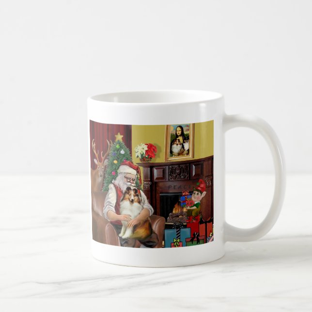 Sheltie des Weihnachtsmanns (sw) Kaffeetasse (Rechts)