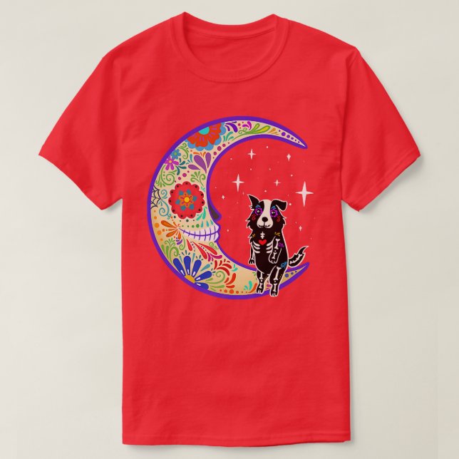 Sheltie Dia de Los Muertos Skeleton  T-Shirt (Design vorne)