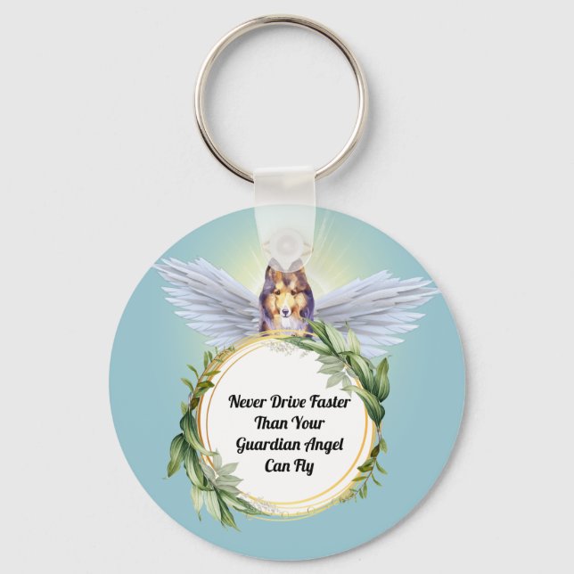 Sheltie dog angel nie schneller als fly schlüsselanhänger (Vorderseite)
