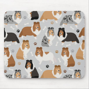Sheltie Dog Bones and Paws Mouse Pad Mousepad