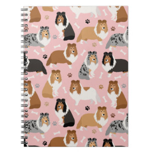 Sheltie Dog Bones and Paws Notebook Notizblock