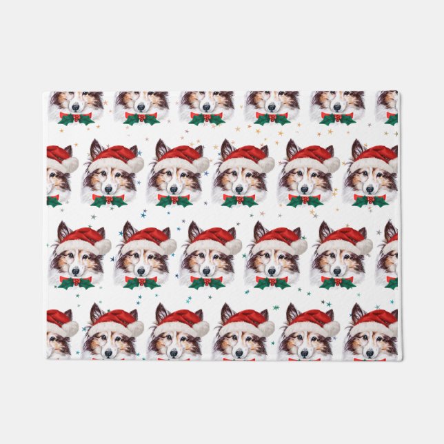 Sheltie Dog Breed Christmas Stars Fußmatte (Vorderseite)