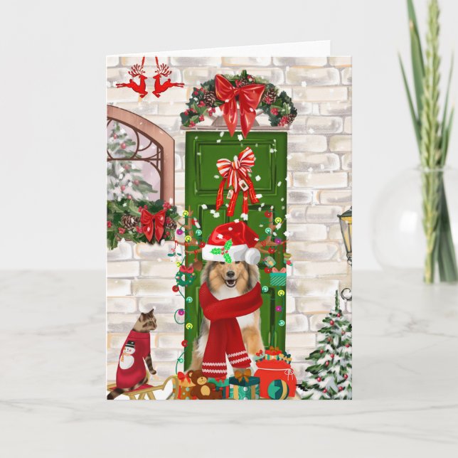 Sheltie Dog Christmas Karte (Vorderseite)