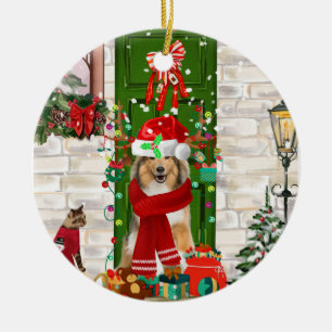 Sheltie Dog Christmas Keramik Ornament