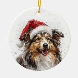 Sheltie Dog Christmas Personalized Keramik Ornament