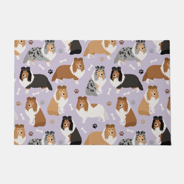 Sheltie Dog Knochen und Paws Doormat Fußmatte (Vorderseite)