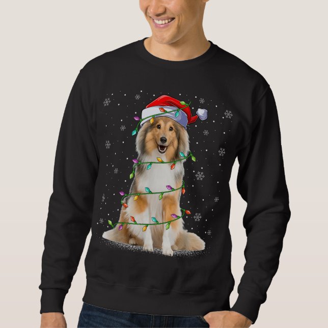 Sheltie Dog Lover Xmas Lighting Santa Sheltie Chri Sweatshirt (Vorderseite)