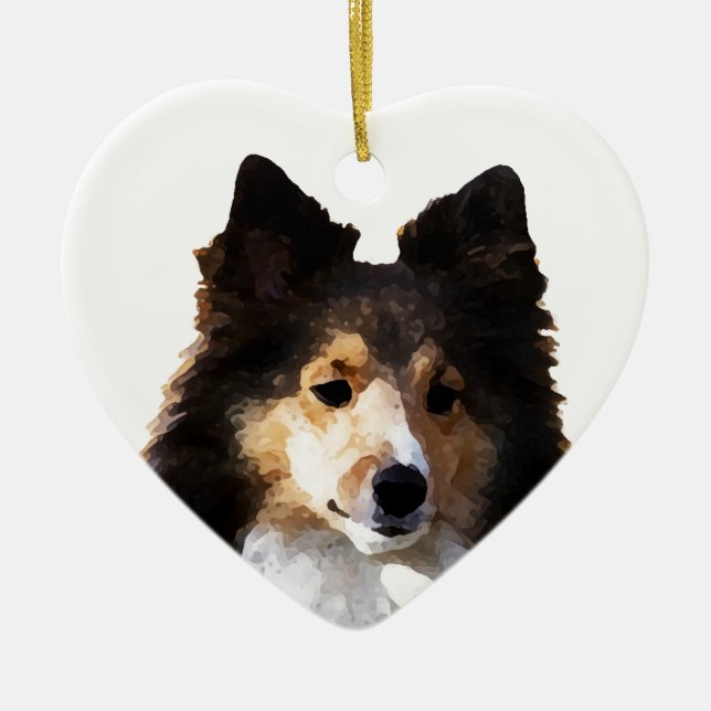 Sheltie Dog Malerkizze Keramikornament (Vorne)