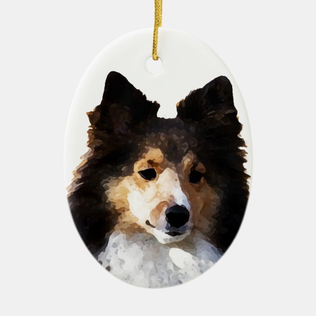Sheltie Dog Malerkizze Keramikornament (Vorne)