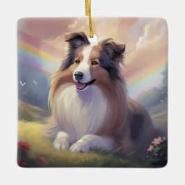 Sheltie Dog Memorial Rainbow Bridge Personalisiert Keramikornament