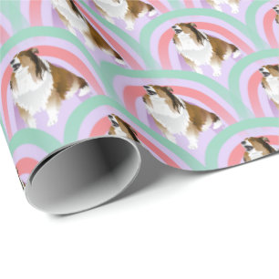 Sheltie Dog Rainbow Lila Geburtstag Geschenkpapier
