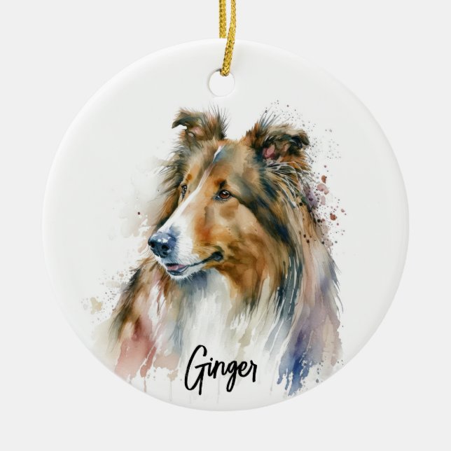 Sheltie Dog Rasse Personalisiert Keramik Ornament (Vorne)