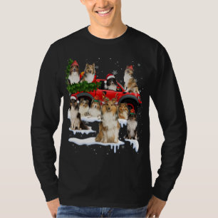Sheltie Dog Red Truck Weihnachtsbaum Santa Ugly Xm T-Shirt