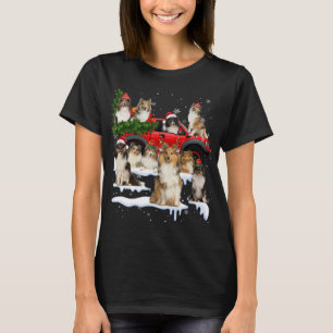 Sheltie Dog Red Truck Weihnachtsbaum Santa Ugly Xm T-Shirt