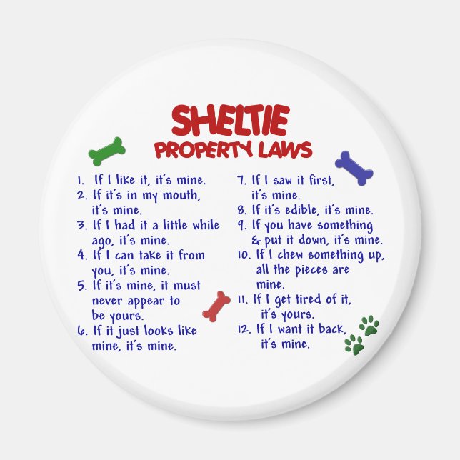 SHELTIE-Eigenschaftengesetze 2 Magnet (Vorne)