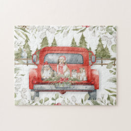 Sheltie Family in Red Truck Weihnachten