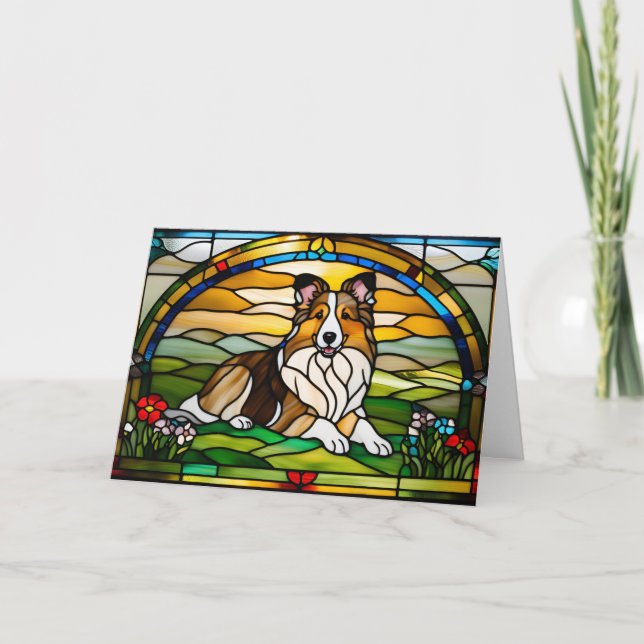 Sheltie Festes Glas Karte (Vorderseite)