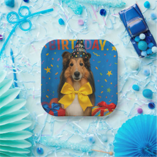 Sheltie-Geburtstagsfeier Pappteller