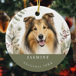 Sheltie-Haustier-Hunderasse Wasserfarbe Weihnachte Keramik Ornament