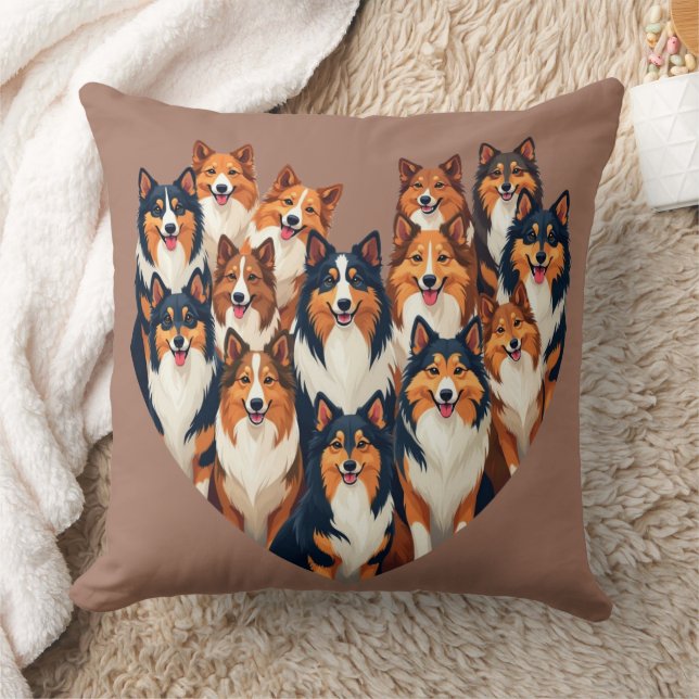 Sheltie Heart Illustration Niedlich Shetland Sheep Kissen (Decke)