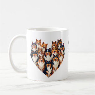 Sheltie-Herz-Illustration Süßer Shetland Sheepdog Kaffeetasse