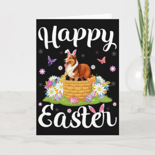 Sheltie Hund Frohe Ostern Eierjagd Bunny Ohr Oster Karte