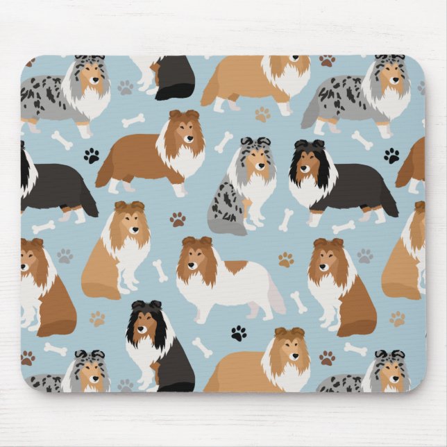 Sheltie Hunde Knochen und Paare Mousepad (Vorne)