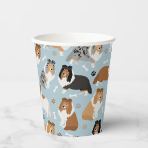 Sheltie Hunde Knochen und Paare Pappbecher
