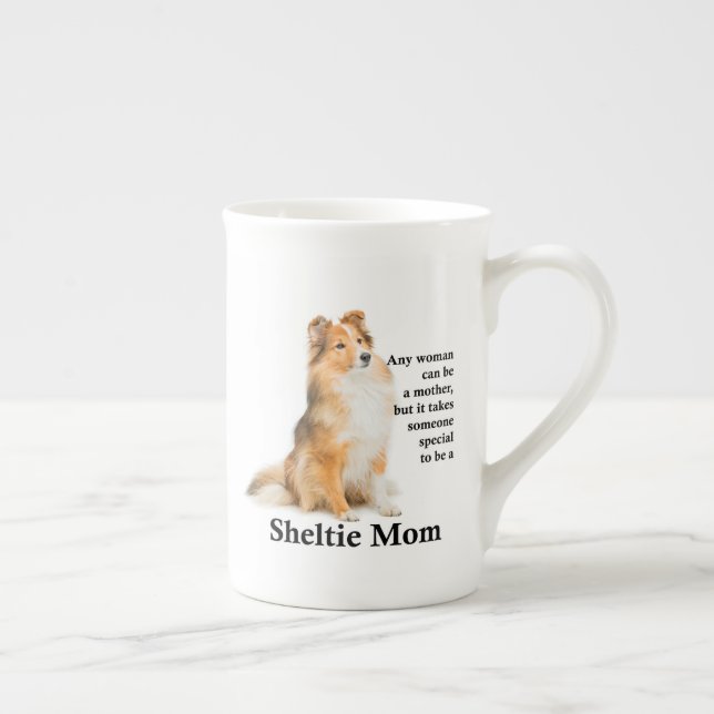Sheltie Mama Knochen China Tasse (Rechts)