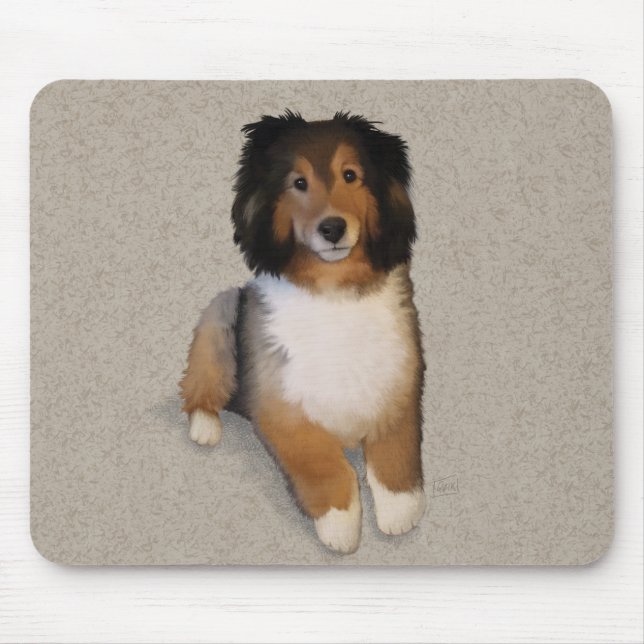 Sheltie-Mischlingshund-Porträt Mousepad (Vorne)