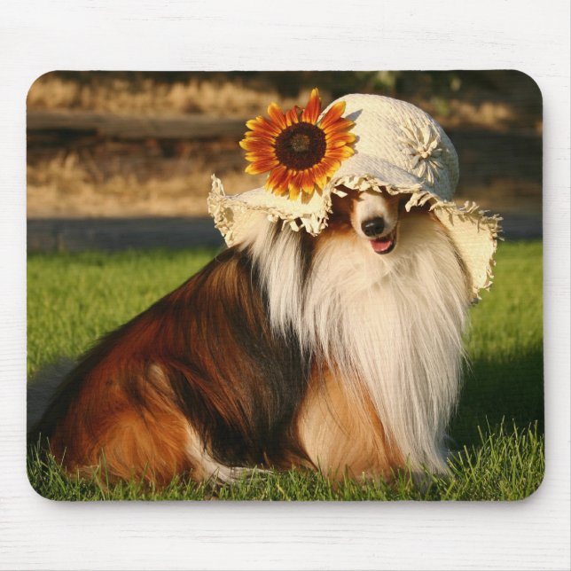 Sheltie mit Hut Mousepad (Vorne)