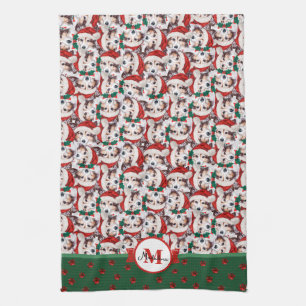 Sheltie Muster Monogramm Weihnachten Hund Geschirrtuch