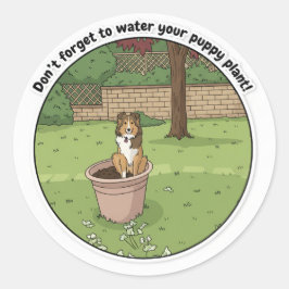 Sheltie Pflanze Runder Aufkleber