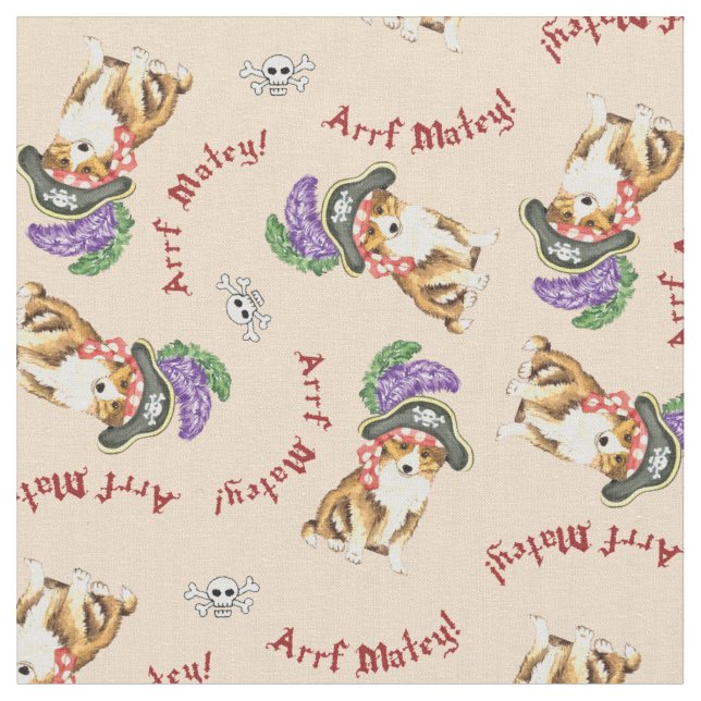 Sheltie Pirate Fabric Stoff (Nahaufnahme)