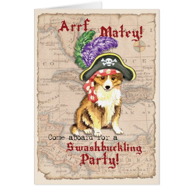 Sheltie Pirate Invitation (Devant)