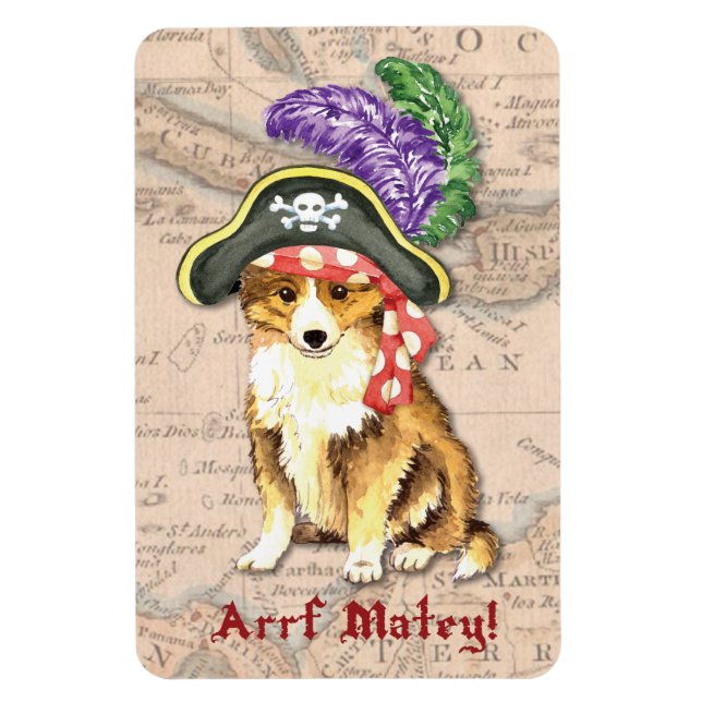 Sheltie Pirate Magnet (Vertikal)